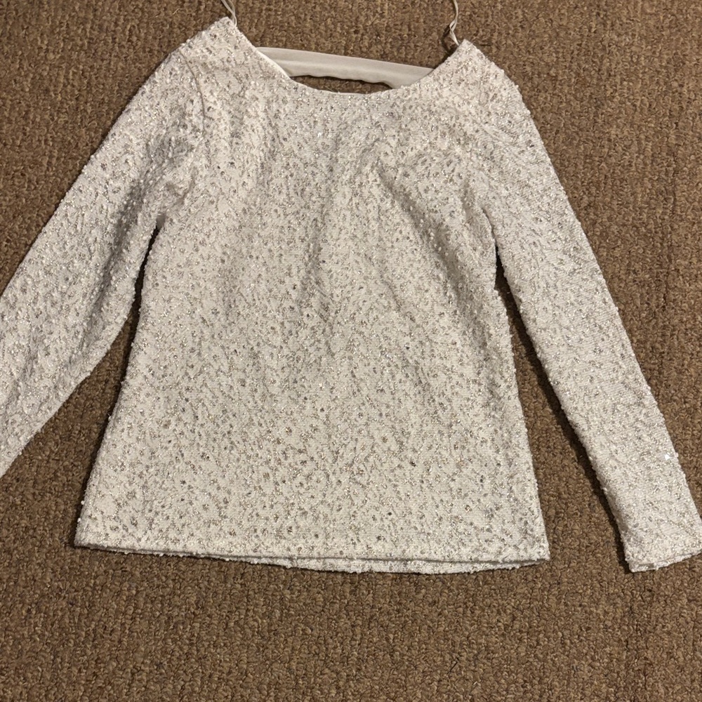 Jennifer Lopez White Sequin Blouse